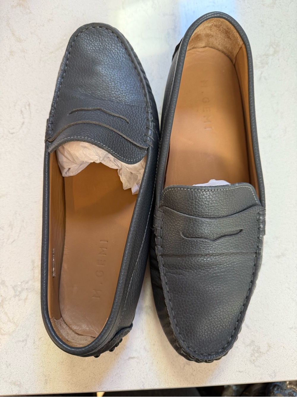 M. Gemi The Pastoso, Color Anthracite Leather Penny Loafers
